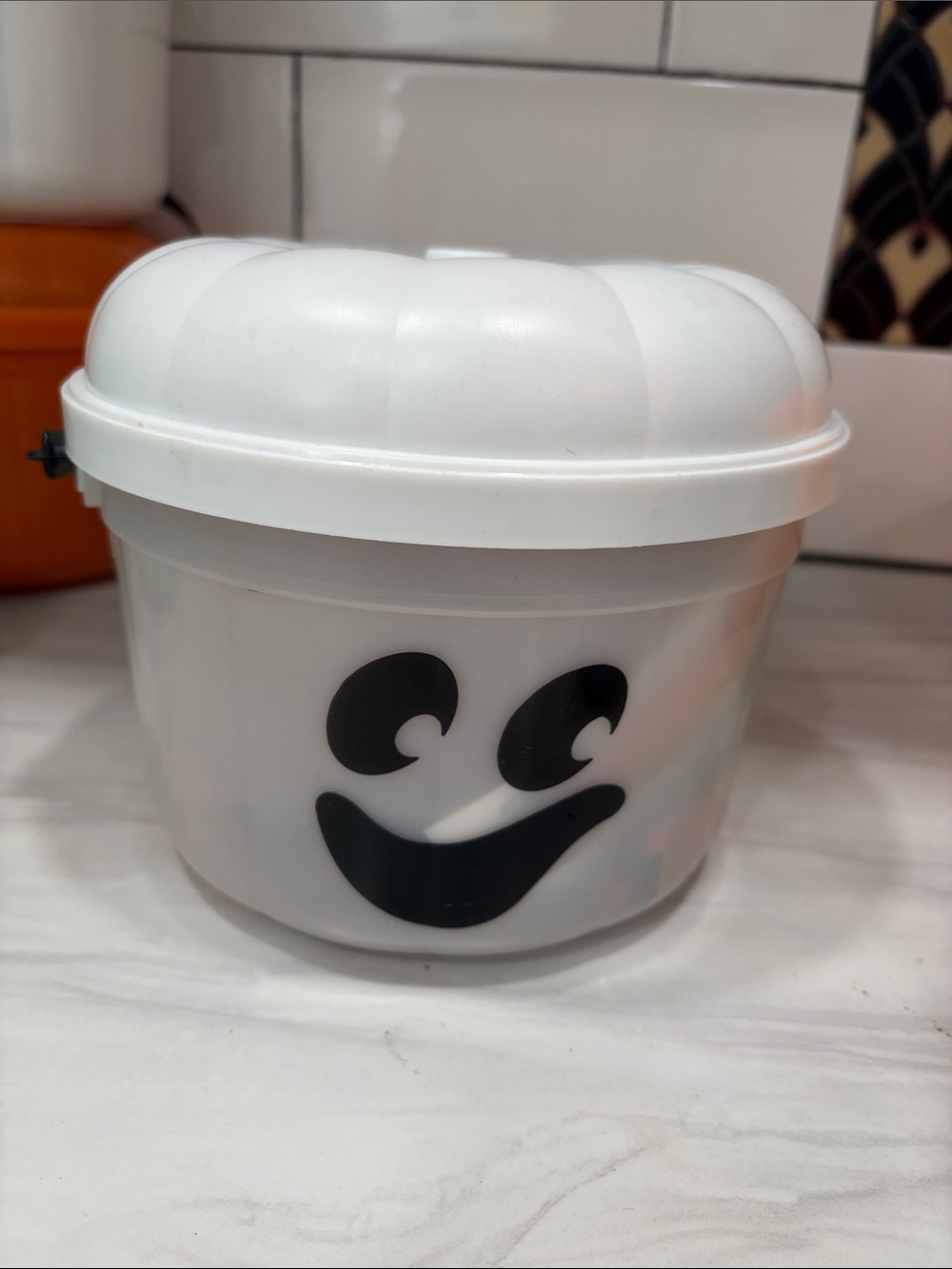 McDonald's vintage Halloween Ghost Bucket with craft supplies!